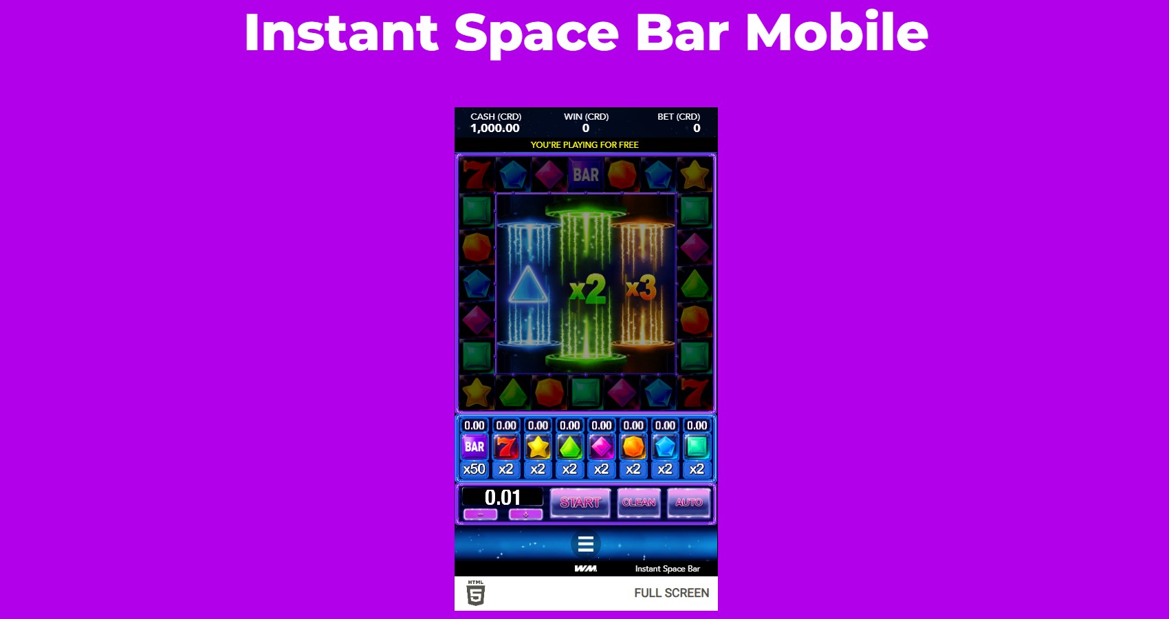 Мобильная версия Instant Space Bar